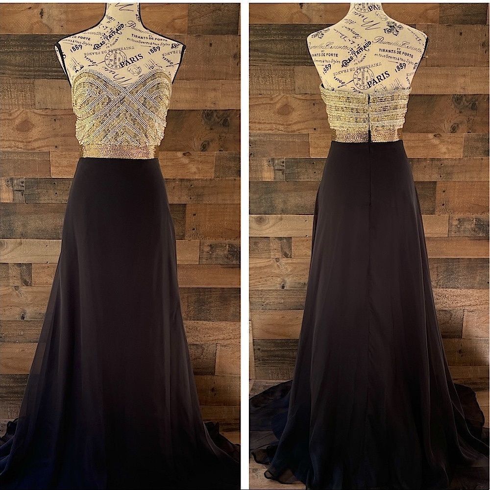 Madison James Formal Strapless Gown With Beaded Bodice Size 10